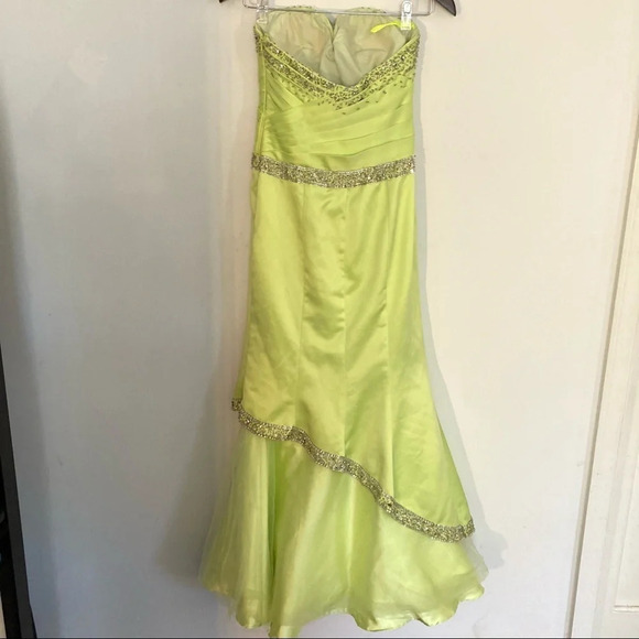 The Cool Collection Rhinestone Mermaid Prom Dress Lime Green 2 XS - Picture 6 of 9